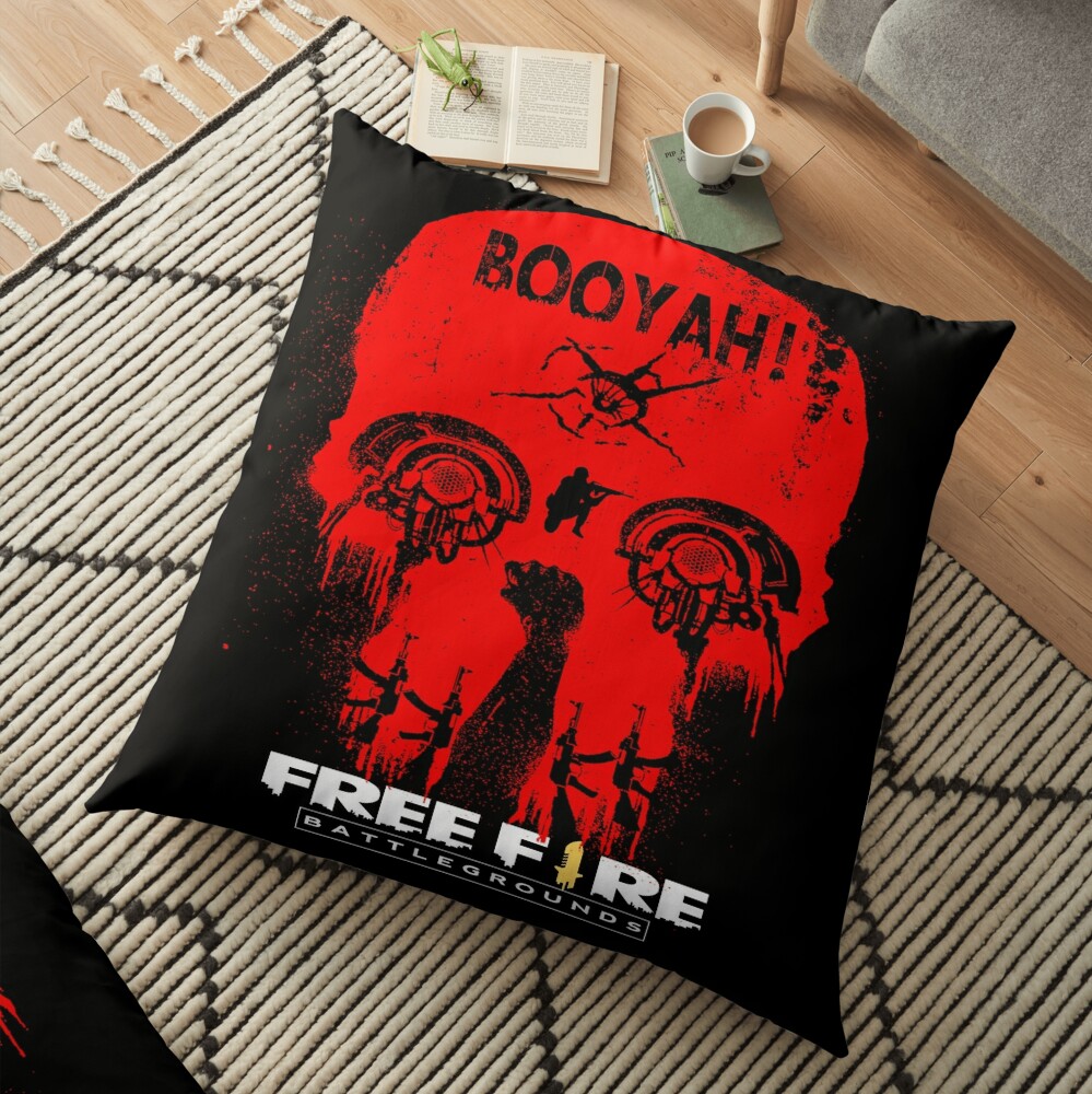 Free Fire Booyah Red Skull Floor Pillow