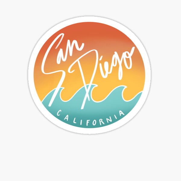 San Diego, California Sunset Sticker Orange and Blue Sticker