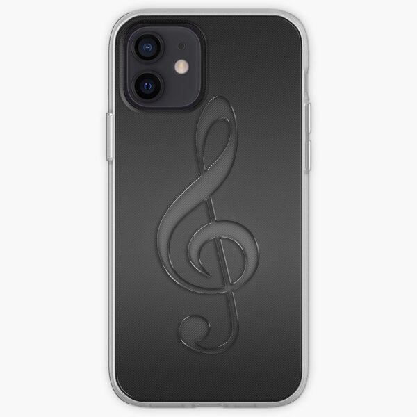Treble clef music note dark iPhone Soft Case