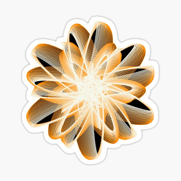 Abstract Flower in Orange Black White Sticker