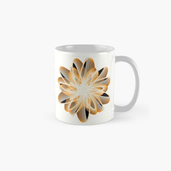 Abstract Flower in Orange Black White Classic Mug