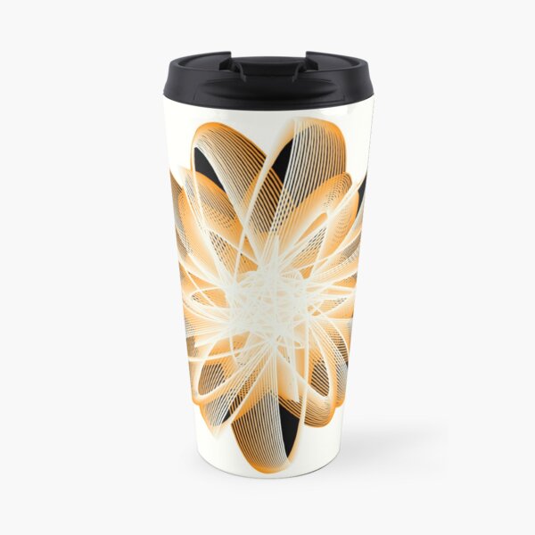 Abstract Flower in Orange Black White Travel Mug