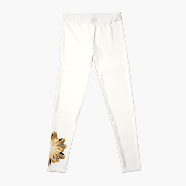 Abstract Flower in Orange Black White Leggings