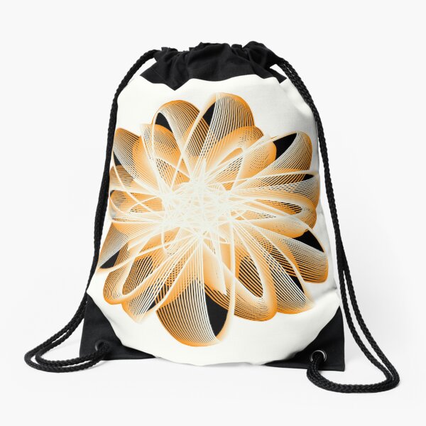 Abstract Flower in Orange Black White Drawstring Bag