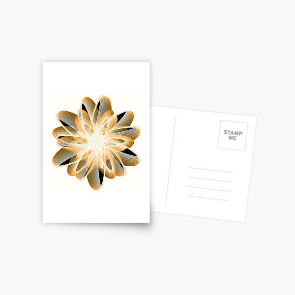 Abstract Flower in Orange Black White Postcard