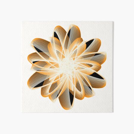 Abstract Flower in Orange Black White Art Board Print
