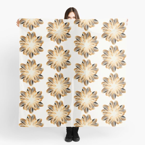 Abstract Flower in Orange Black White Scarf