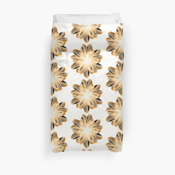 Abstract Flower in Orange Black White Duvet Cover