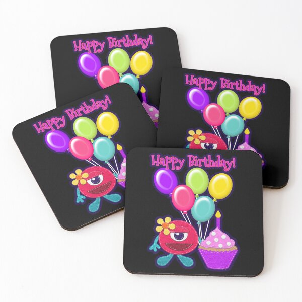 Item preview, Happy Birthday! Girl Monster | Cupcake and Balloons | Cherie's Art (c)2020 designed and sold by CheriesArt.