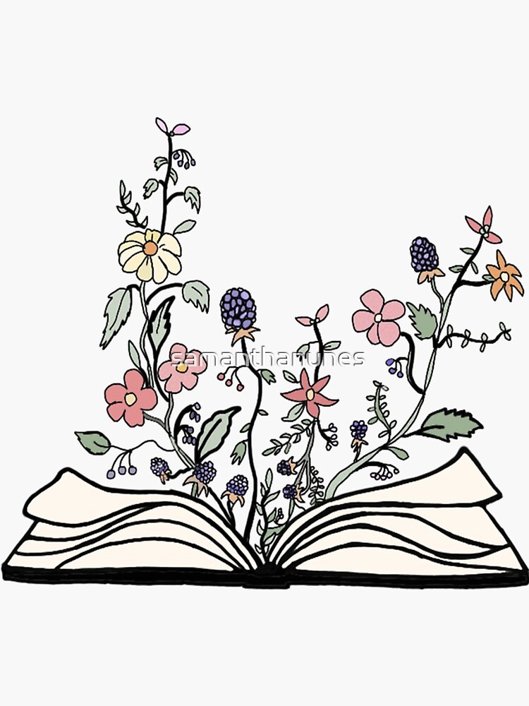 book of / with flowers sticker by samanthanunes