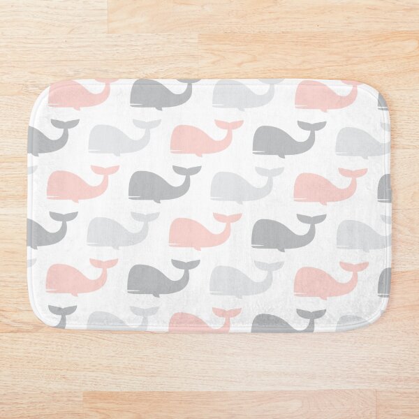whales - nautical - pink and grey Bath Mat