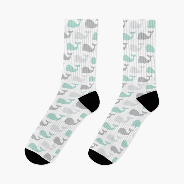 Item preview, whales - nautical - aqua and grey designed and sold by littlearrow.