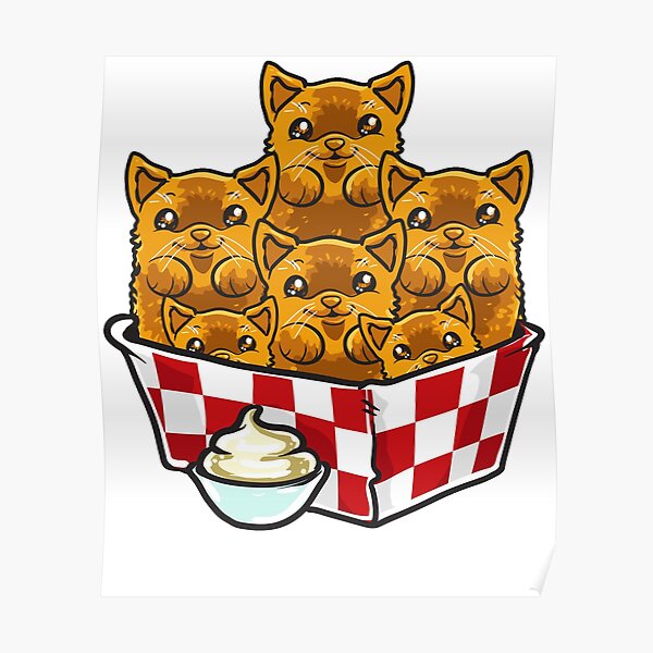 Chicken Nugget Cat Wall Art Redbubble
