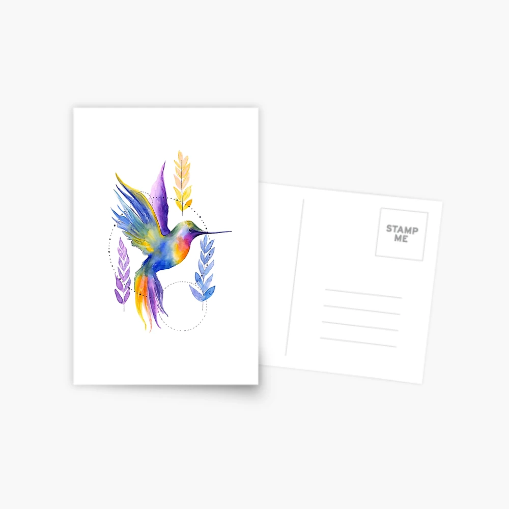 Blue and Purple Hummingbird Watercolor Canvas Print for Sale by  Alishathunem