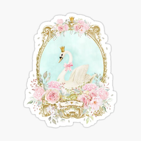 Item preview, The Shabby White Swan, romantic with pink flowers designed and sold by Wendy Paula Patterson.