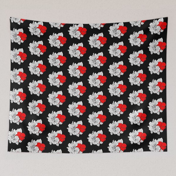 Aperçu de l'œuvre Oranda Red and White Goldfish Logo 20 E sur fond noir créée et vendue par Nosnah.