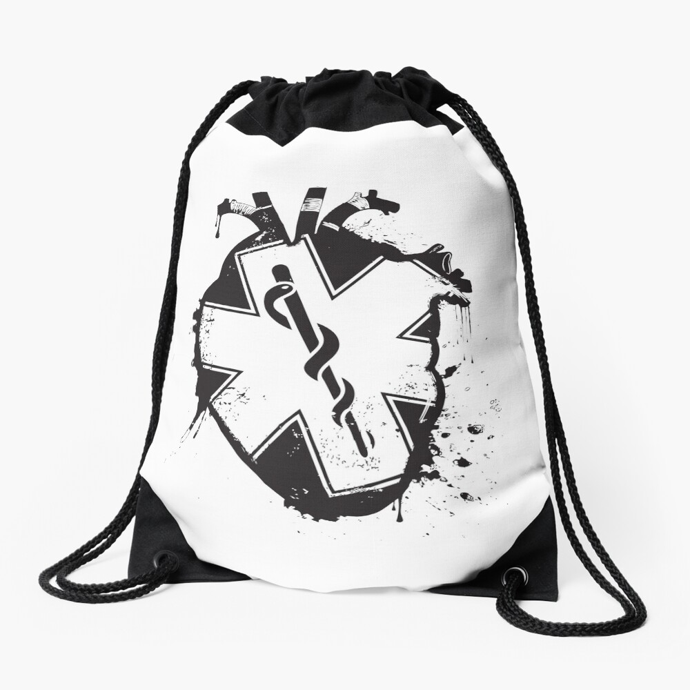 star of life anatomical heart Drawstring Bag