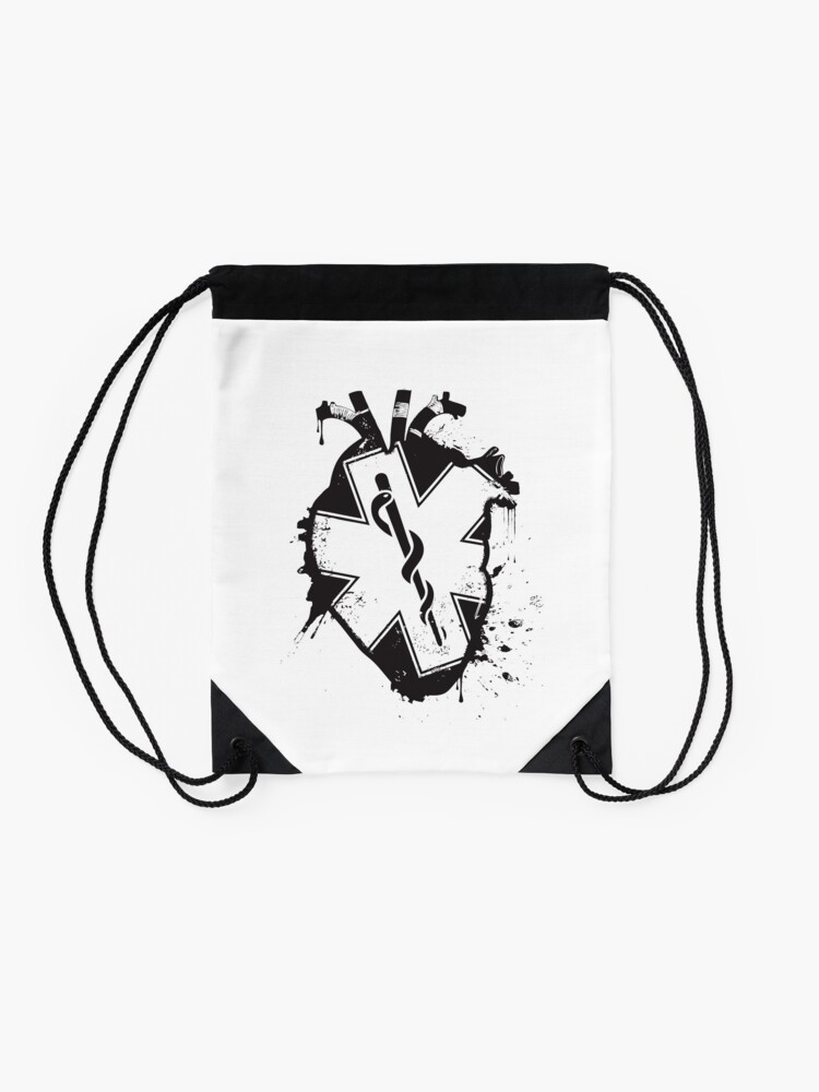 Alternate view of star of life anatomical heart Drawstring Bag