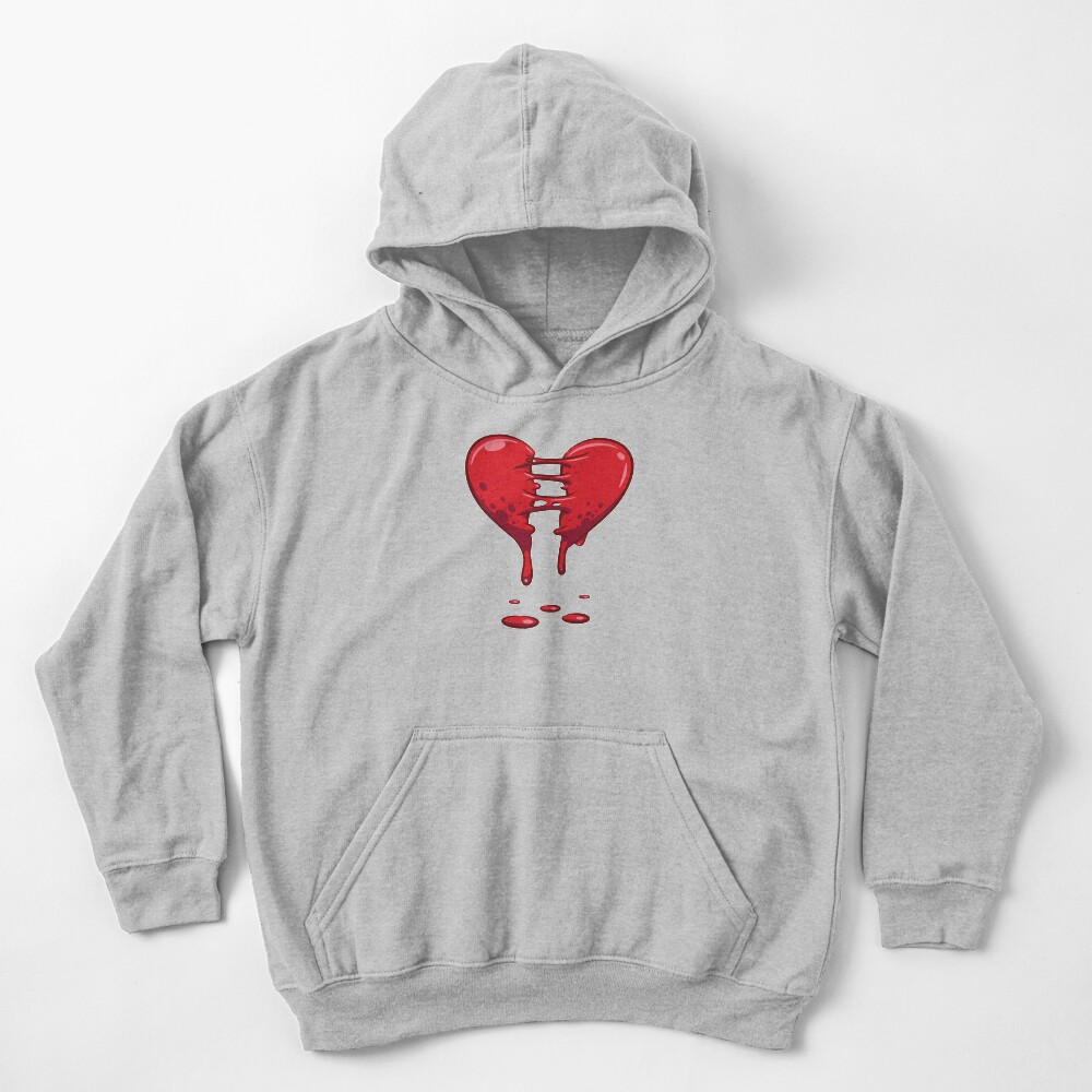Dripping Broken Healing Heart Valentines Day Kids Pullover Hoodie