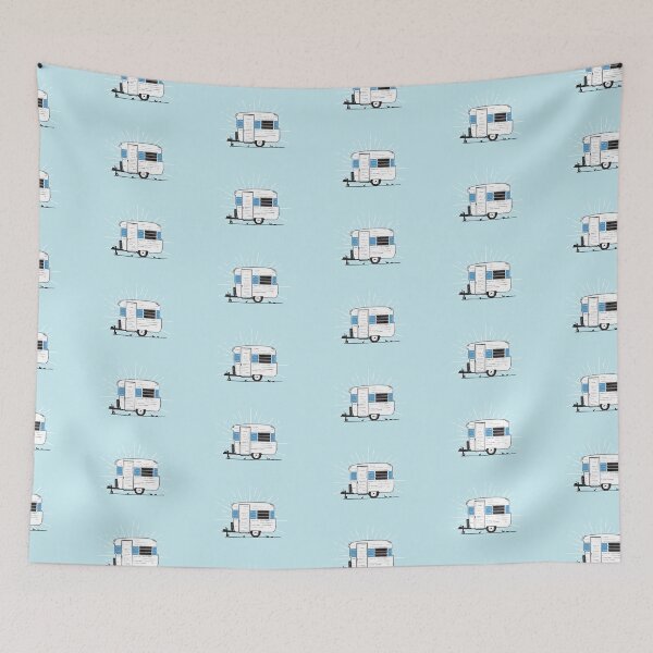 Item preview, Little Blue Vintage York Caravan Illustration designed and sold by Van Drawings.