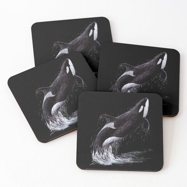 Kalina the Killer Whale Scribble Black Version Coasters (Set of 4)