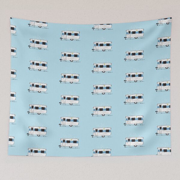 Item preview, Blue Vintage Caravan Illustration designed and sold by Van Drawings.