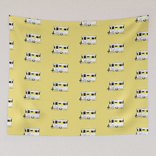 Item preview, Yellow Vintage Caravan Illustration designed and sold by Van Drawings.