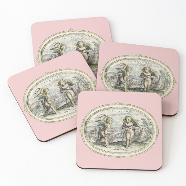 Item preview, Love Hurts / Antique Lithograph of Cupids Artwork / Pink Background Option designed and sold by FuzzyHoney.