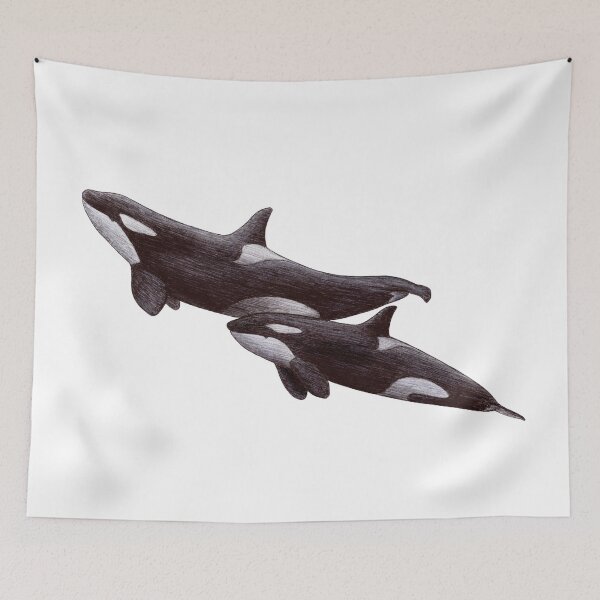 Item preview, Pair of Killer Whales Drawing Scribble designed and sold by ArtyOrca.