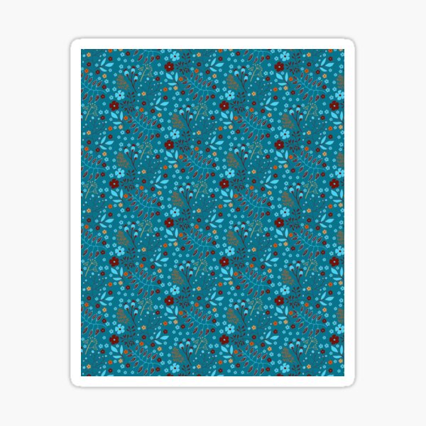 brown and turquoise graphic floral pattern Sticker