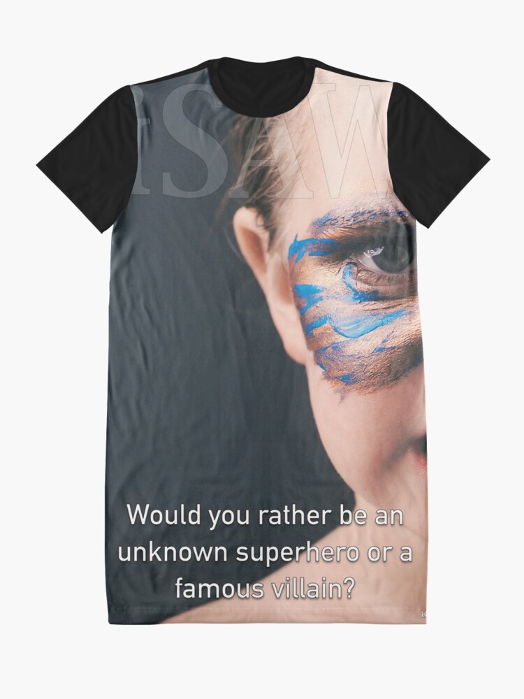 Alternate view of Would You Rather Be An Unknown Superhero or a Famous Villain Graphic T-Shirt Dress