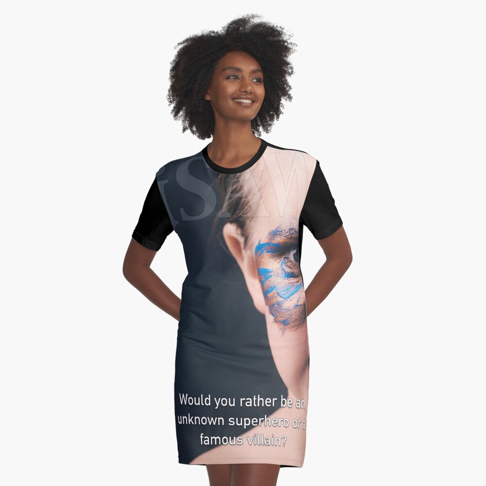 Would You Rather Be An Unknown Superhero or a Famous Villain Graphic T-Shirt Dress