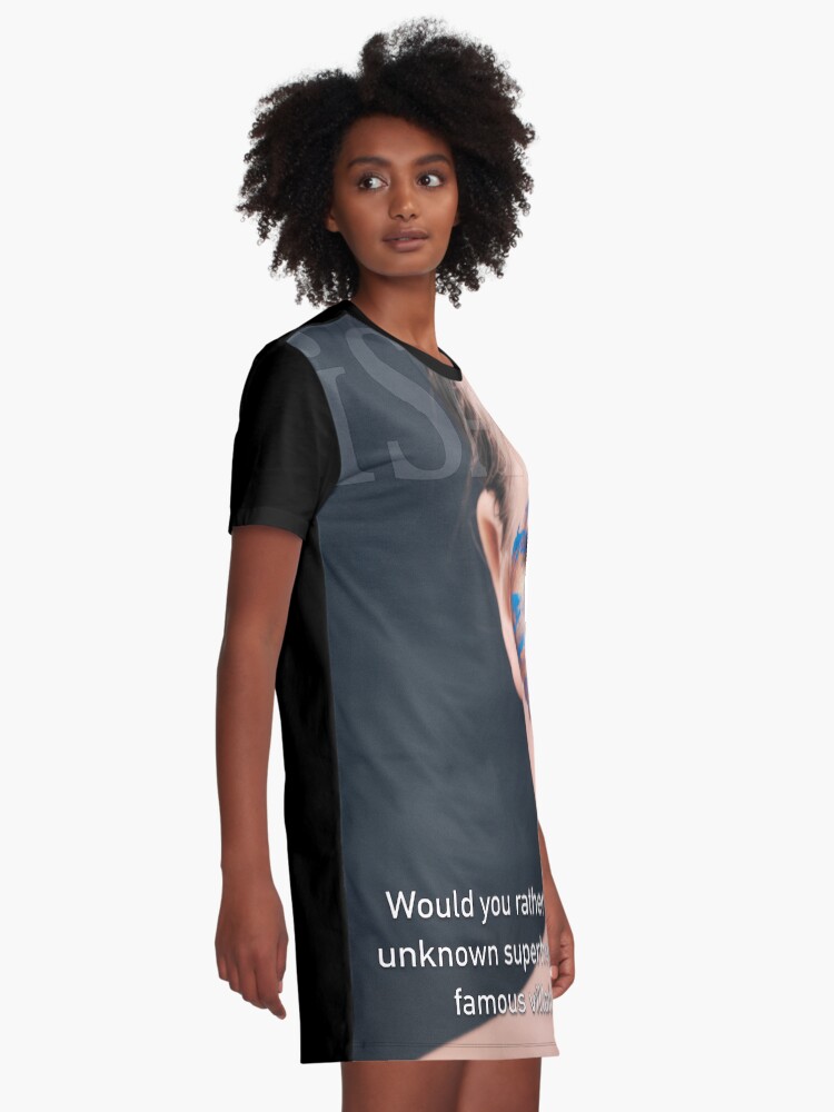 Alternate view of Would You Rather Be An Unknown Superhero or a Famous Villain Graphic T-Shirt Dress