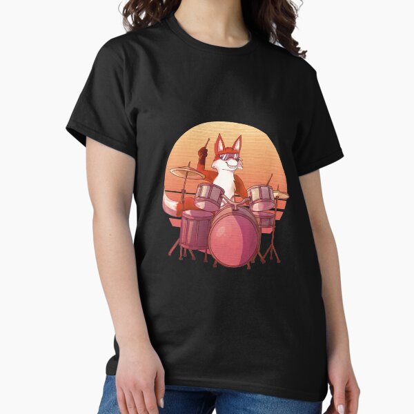 Item preview, Fox playing the drums, Fox Lover Drummer Gift, Cute Fox Drummer, Vintage Retro Style designed and sold by fatamyfan1.