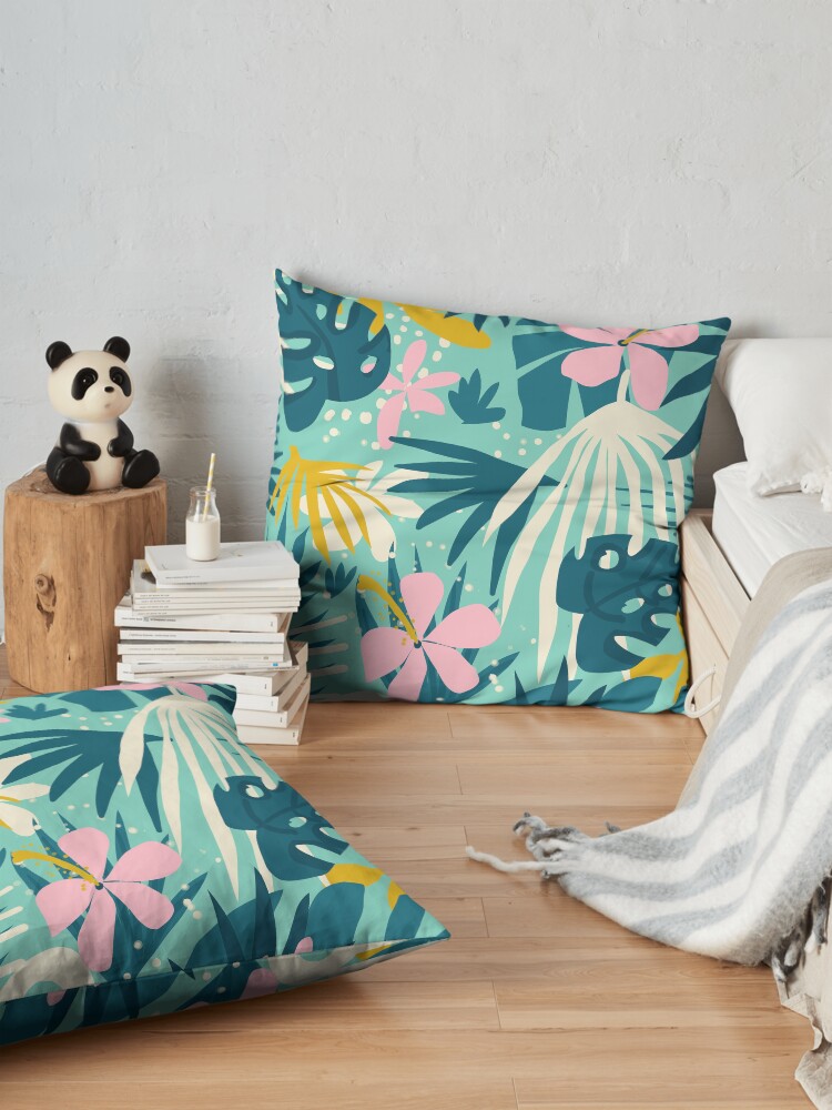 Alternate view of Not All Those Who Wander Are Lost #painting #tropical Floor Pillow