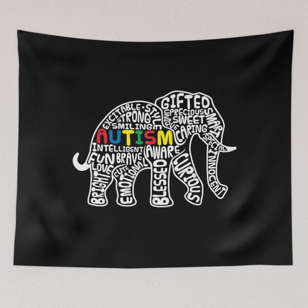 Item preview, Regalo de concienciación sobre el autismo - Regalos autistas - Regalos Aspergers - Word Cloud Autism Elephant designed and sold by kntranhoang.