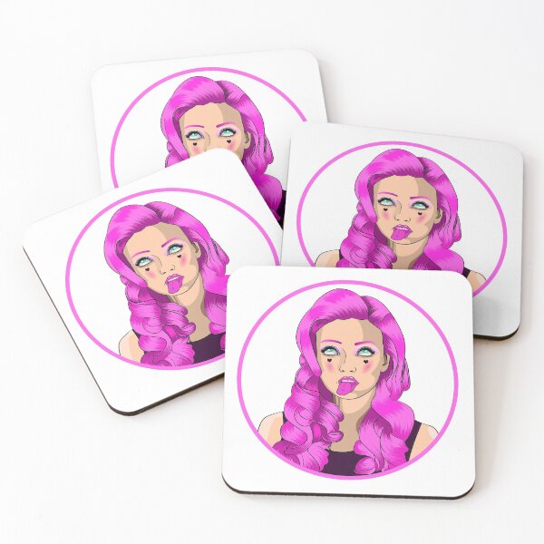 Item preview, Naughty pink E-Girl cartoon face tongue out designed and sold by NerdySherds.