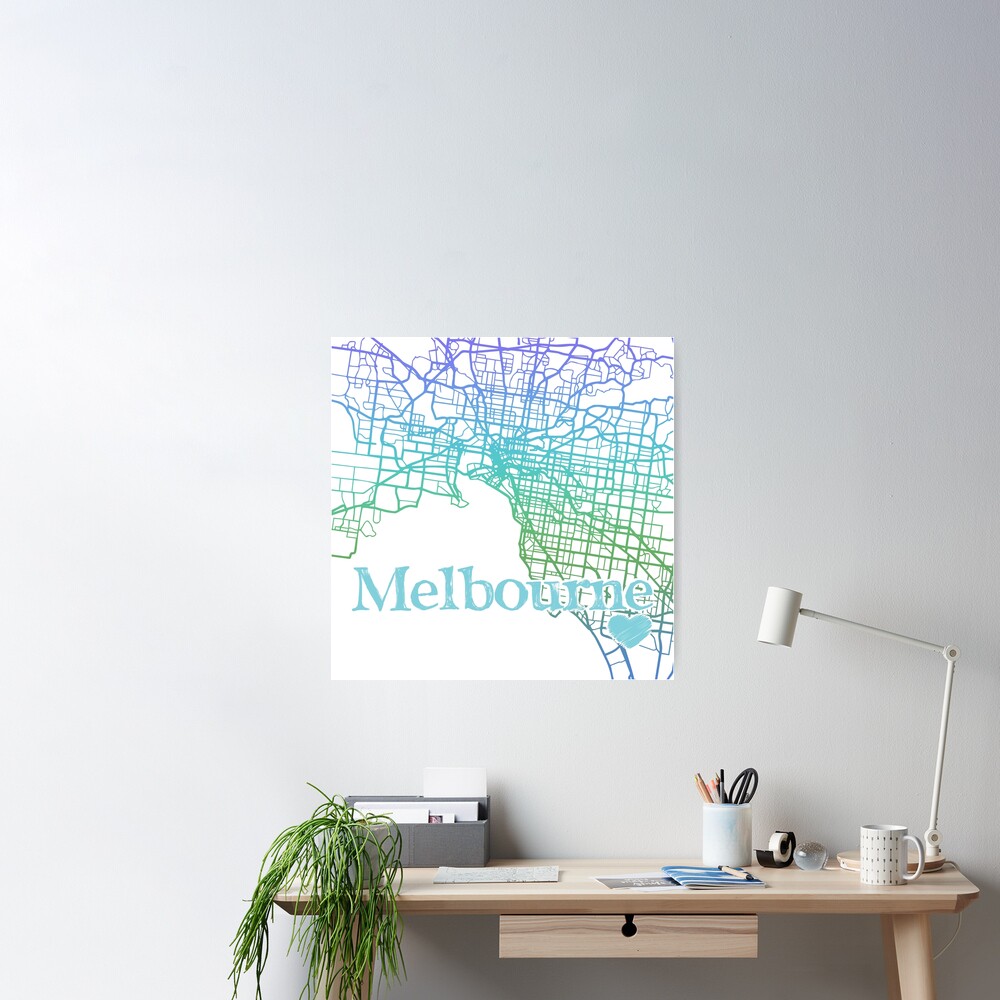 Melbourne, Australia Map Souvenir Poster