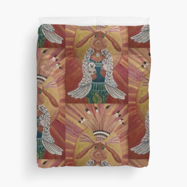The Great Feathered Rabbit and Happy Hedgehogs Duvet Cover