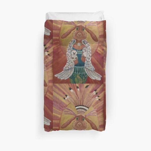 The Great Feathered Rabbit and Happy Hedgehogs Duvet Cover