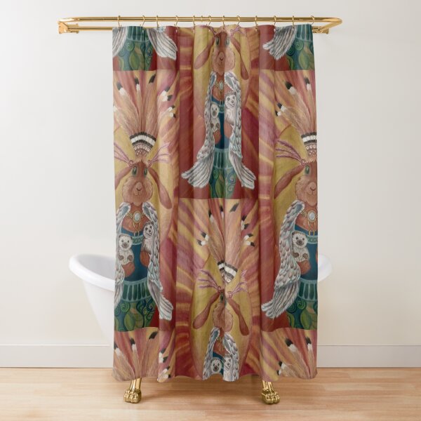 The Great Feathered Rabbit and Happy Hedgehogs Shower Curtain