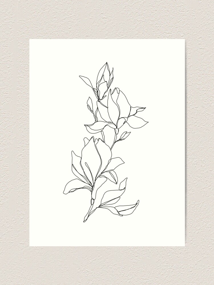 Alternate view of Botanical floral illustration - Magnolia Art Print