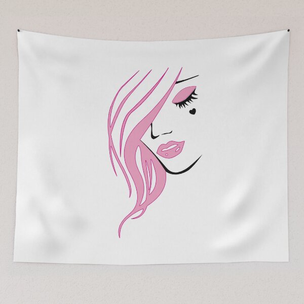 Artikelvorschau, EGirl Silhouette Pink mit geschlossenen Augen entworfen und verkauft von NerdySherds.