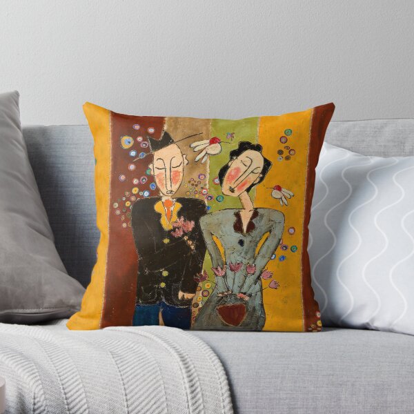 Purple Tulip Couple Throw Pillow