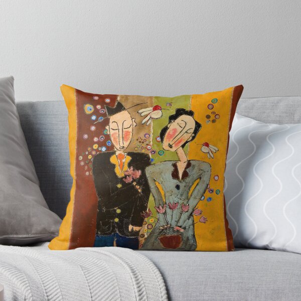 Purple Tulip Couple Throw Pillow
