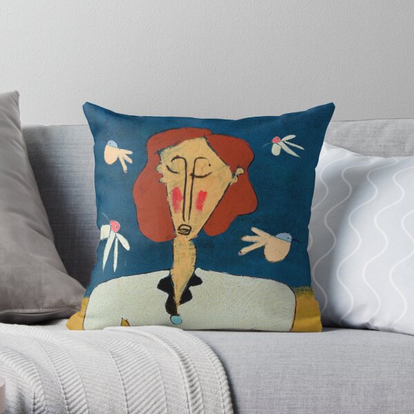 Lady with Doves Throw Pillow