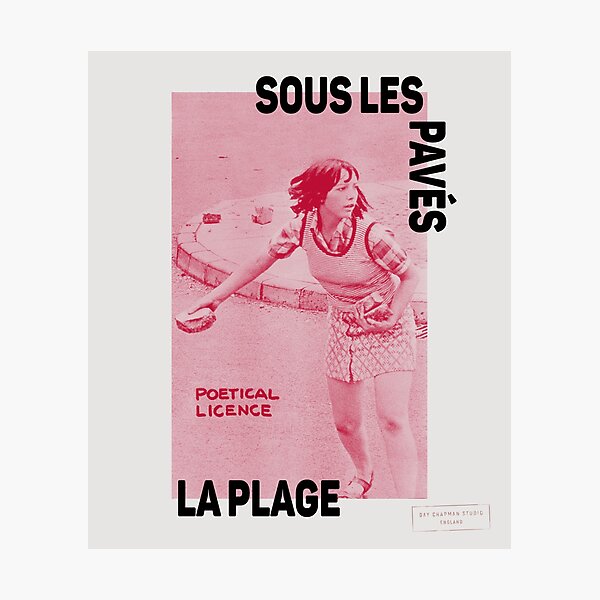Item preview, ! New ! Paris Revolt, May 68: 'SOUS LES PAVES, LA PLAGE: POETICAL LICENCE': The Original in Deep Red on Bone Grey designed and sold by Day Chapman.