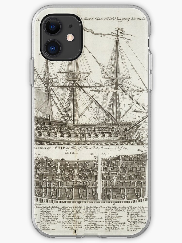 Antique Diagram Of A Ship Of War War Ship Iphone Case Cover By Wilsongraphics Redbubble