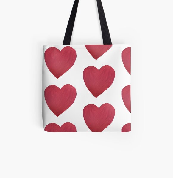 Hand Painted Red Valentine’s Day Heart All Over Print Tote Bag
