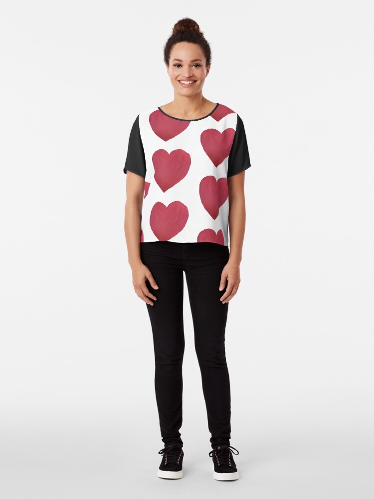 Alternate view of Hand Painted Red Valentine’s Day Heart Chiffon Top
